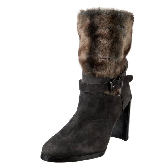 Stuart Weitzman Furstup Slate Grey suede Booties 8.5 - Picture 2 of 5
